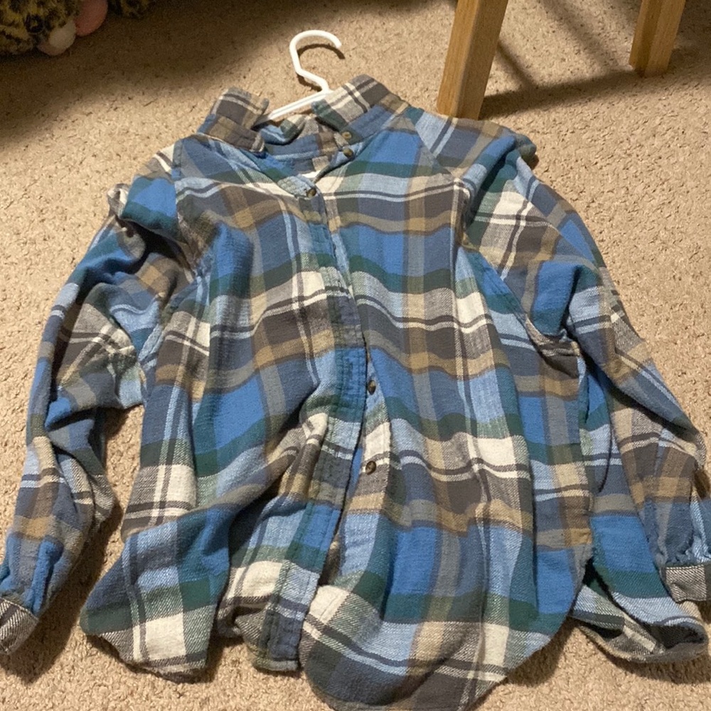 anerican eagle flannel size medium, blue and brown